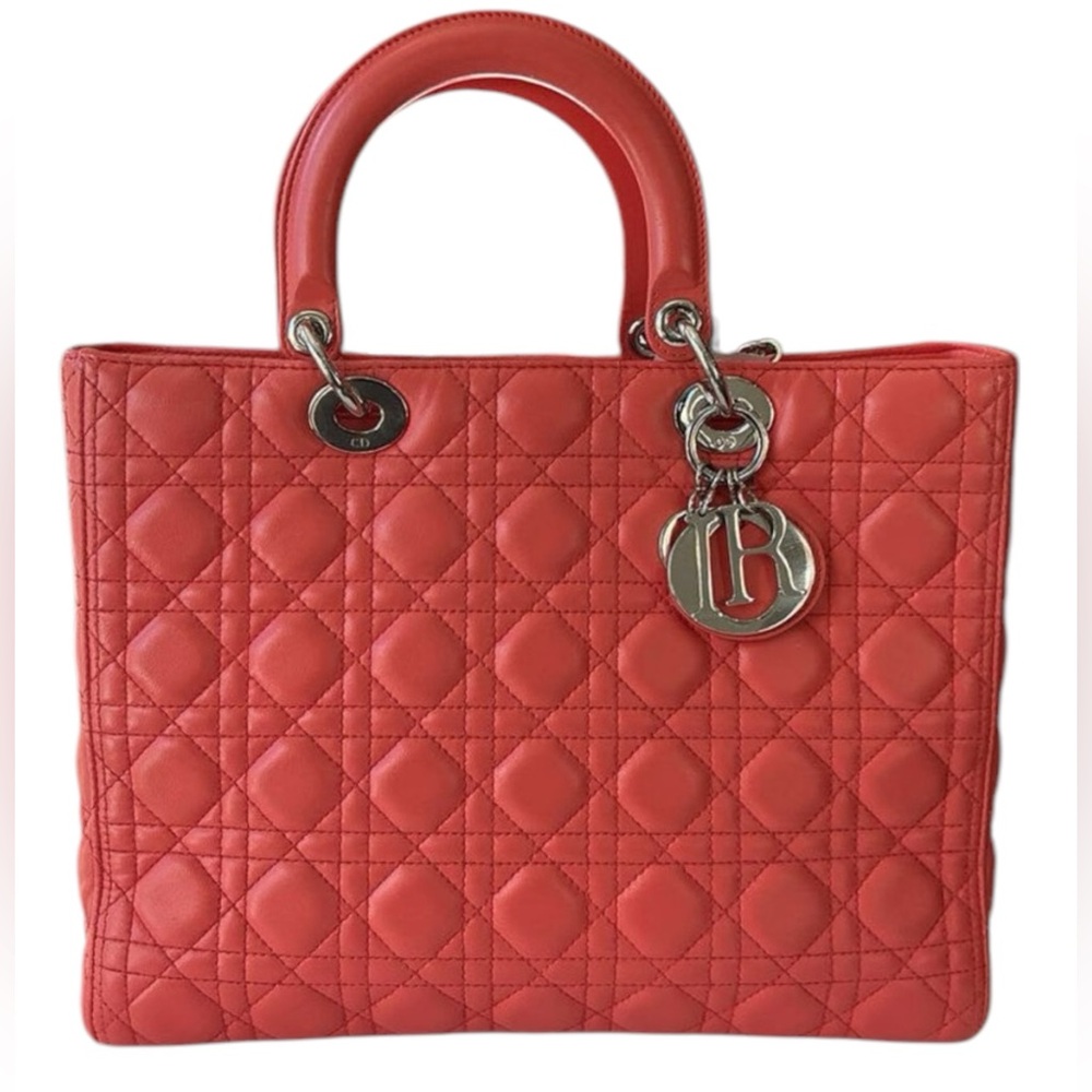 Christian Dior Coral Quilted 2way Handbag - Picture 2 of 7